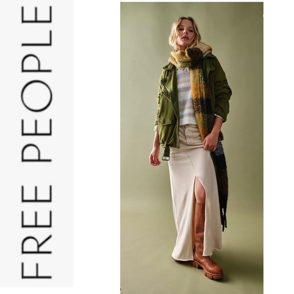 SALE NWT Free People Rebel Rebel Knit Moto Jacket green xs - Picture 2 of 16